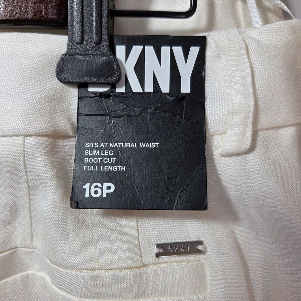 Dkny Petite Mid-Rise Straight Slim Bootcut Career Pants - Ivory - Picture 3 of 8